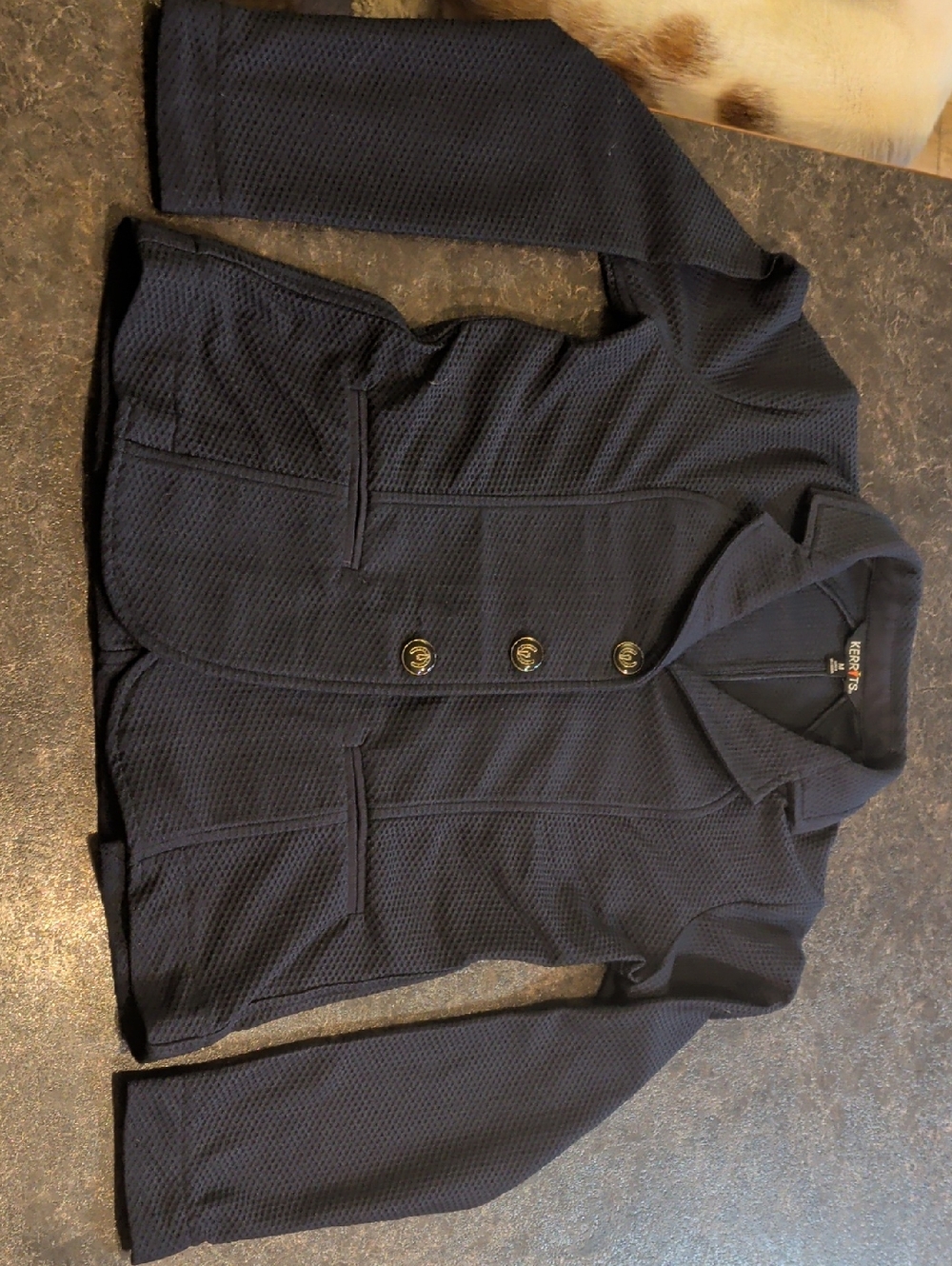 Kerrits Equestrian Waffle Weave Navy Fitted Show Jacket Horseshoe Child Medium